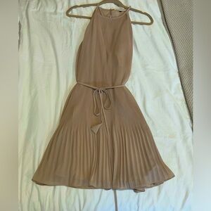 Pleated Tie Front Halter Sundress